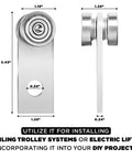 Diagram of 2 Wheels Trolley Assembly Rollers with Dual Bearings Steel Strut Channel Hardware