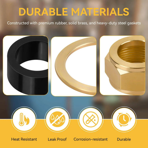 Pro Grade Sight Glass Steamer Parts Kit showing rubber washer, brass nut, and steel gasket for five eighth inch ID valves