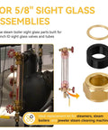 Pro Grade Sight Glass Steamer Parts Kit For Five Eighth Inch ID Valves And Tubes, Gaskets, Washers, Brass Nuts.
