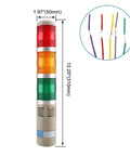 Industrial Tower Signal Light With Built In Buzzer 24 Volt DC 5 Watt LED Indicator Lamp With Red Green Yellow Orange Colors Stack Light LTA 502TJ 45 by 280 mm Rugged Durable Plastic Housing, front view
