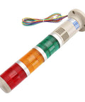 Industrial Signal Tower Light Kit 24V DC with red, green, yellow lamps and buzzer, Model LTP 502TJ, 300x52mm, side view
