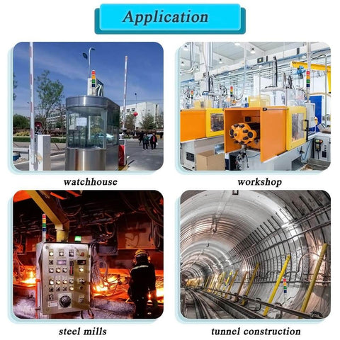 Applications of Five Stack LED Signal Tower Light With 85dB Buzzer And 180 Degree Rotatable Base For CNC And Factory Automation