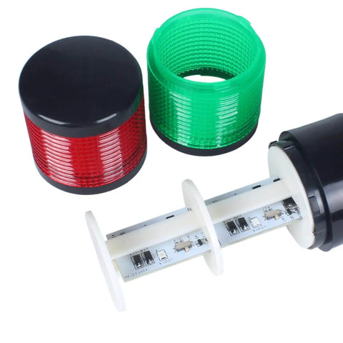 Disassembled High Visibility Industrial Signal Tower Light With Rotatable Base And 2 Layer Stack Steady Or Flashing LED Modes Ultra Low Power