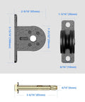 Diagram showing dimensions of 2 pack silent cable pulley wheel set for home gym, LAT pulldown and lifting systems.