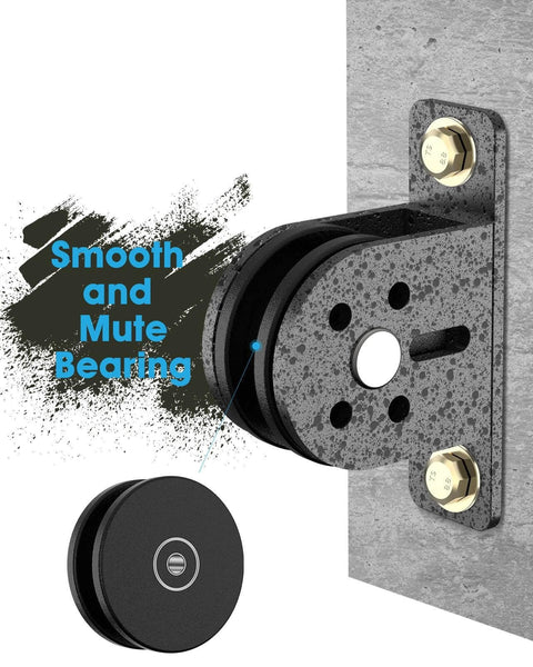 2 pack silent cable pulley wheel set for home gym, LAT pulldown, clothesline, mounted on wall, shown in detail