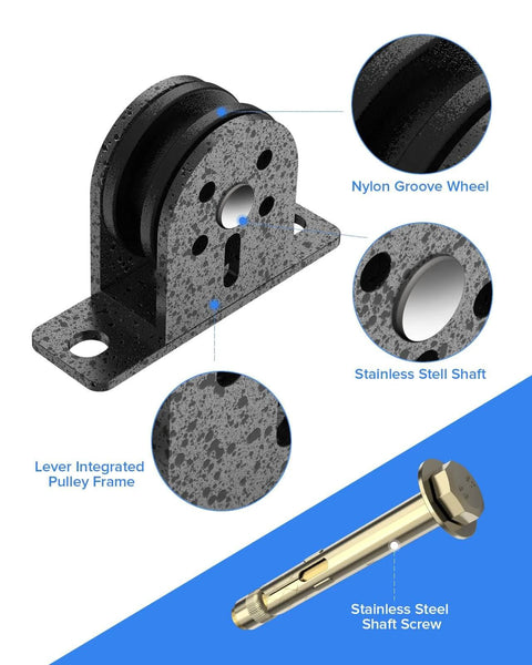 2 pack silent cable pulley wheel set for home gym, LAT pulldown, clothesline, lifting systems with fixed bearings