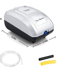 Reliable Lab Filtration Pump For Quick Vacuum Filtration In The Lab ToyBasics Silent Vacuum Pump with dimensions and accessories