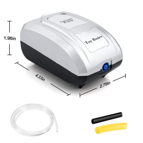 Reliable Lab Filtration Pump For Quick Vacuum Filtration In The Lab ToyBasics Silent Vacuum Pump with dimensions and accessories