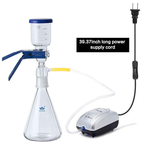 Reliable Lab Filtration Pump For Quick Vacuum Filtration In The Lab ToyBasics Silent Vacuum Pump with connected filtration setup.