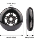 Silent PU Luggage Wheel Caster Inline Replacement For Suitcases With ABEC 7 608-2RS Bearings 6mm Axle Washer Universal Repair Kit 76x24mm
