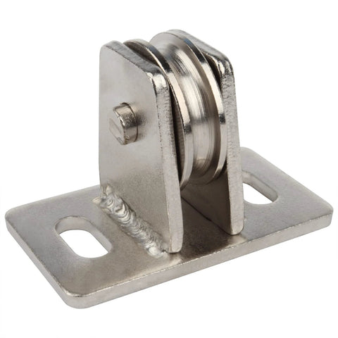 1-3/8 inch pulley block with single bearing, nickel finish, steel base for 3/16 inch cord, max load 330 lb