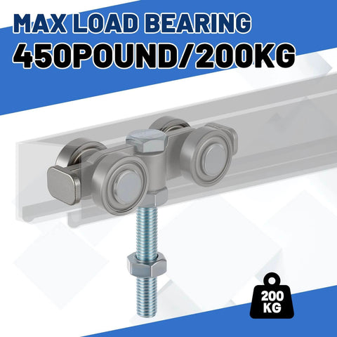 4 Pcs 4 Wheel Silent Trolley Assembly Rollers with Hidden Bolt Design in strut channel for smooth sliding, 450 lbs capacity