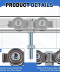 4 Pcs 4 Wheel Silent Trolley Assembly Rollers with Hidden Bolt Design for 1-5/8 Inch Strut Channels, detail view