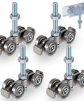 4 Pcs 4 Wheel Silent Trolley Assembly Rollers with Hidden Bolt Design for 1-5/8 Inch and Taller Strut Channels Galvanized Steel