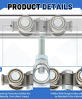 2 Pcs 4 Wheel Silent Trolley Assembly Rollers with Hidden Bolt Design shown in detail with bearing protection on galvanized steel track