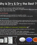 Infographic explaining benefits of Dry & Dry silica gel beads for humidity control and customer satisfaction