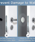 Comparison of a wall with damage and one protected by Door Stopper Wall Protector Self Adhesive Cushion Silencer Soft Rubber Bumper Guard.