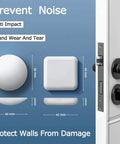 Door Stopper Wall Protector Self Adhesive Cushion Silencer Soft Rubber Bumper Guard For Doorknobs And Handles In Home And Office Noise Reduction Easy Install With Strong Sticky Backing No Residue Durable Silica Gel Cushion For Quiet Rooms shown with measurements.