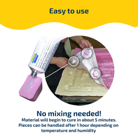 One Component Silicone Rubber Adhesive For Bonding RTV Silicone To Silicone And A Wide Range Of Substrates Including Urethane Plastics Ceramics Fabrics And More In A 3 Ounce Tube Delivers A Strong Flexible Bond That Sticks Like Crazy For Reliable Repairs applied to a surface