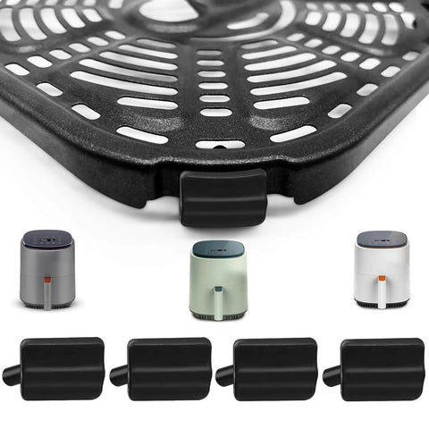 4 Or 8 Pack Silicone Air Fryer Protective Feet Bumpers Tabs Replacement Parts For Non Slip Tray And Grill Pan, installed view