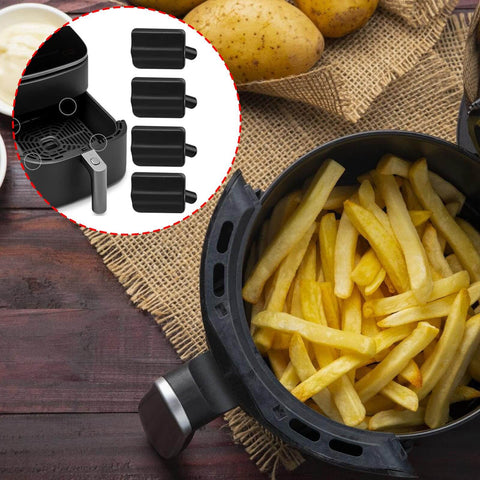 4 Or 8 Pack Silicone Air Fryer Protective Feet Bumpers Tabs Replacement Parts For Non Slip Tray And Grill Pan shown in use