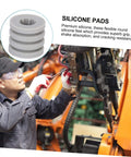 Worker installing machine with Silicone Antiskid Pads Set 20 Pack Non Slip Bumpers For Chassis And Furniture Feet Anti Collision Mats.