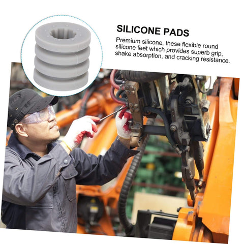 Worker installing machine with Silicone Antiskid Pads Set 20 Pack Non Slip Bumpers For Chassis And Furniture Feet Anti Collision Mats.