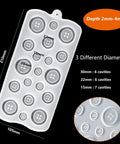 4 Pack Round Button Silicone Molds TuNan Set for Resin Casting in 7 Sizes 10mm to 30mm, showing mold with depth details