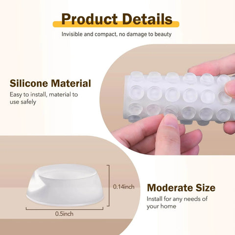 240 Piece Self Adhesive Cabinet Door Bumpers One Half Inch Clear Silicone Cushions For Kitchen Cabinets Drawers Cupboards Cutting Boards And Picture Frames Quiet No Fuss Non Toxic Waterproof Easy Install details