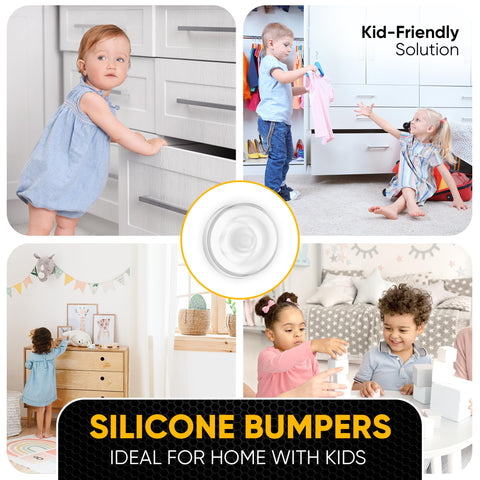 Clear Silicone Cabinet Door Bumpers For No More Noisy Slams Self Adhesive Pads For Quiet Soft Close Drawers And Cabinets Kitchen Sound Dampening Jelly Buttons Easy Install Noise Reduction ideal for homes with kids.