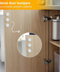 Clear Self Adhesive Cabinet Bumpers For Kitchen Cabinets And Doors, Silicone Noise Reduction Cushions installed on cabinet