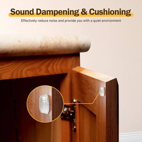 192 Piece Self Adhesive Cabinet Door Bumpers For No-Fuss Install, 1/2 Inch Silicone Cushions applied on cabinet door