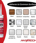 All Purpose Silicone Caulk Clear Sealant For Bathrooms And Showers Waterproof RTV Silicone Sealant 12 surfaces shown
