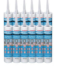 Premium 100 Percent Silicone Caulk For Windows And Doors White Weatherproof RTV Sealant For Indoor And Outdoor Use Easy Apply No Mess Caulking Adhesive 9.5 Oz Cartridge 12 Pack