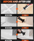 Before and after use of Silicone Caulking Tools 3 In 1 Finishing Tool For Sealant Grout Removal Scraper With Stainless Steel Head