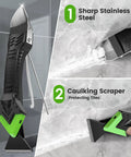 Caulking Tool 5 In 1 Silicone Caulking Grout Removal Sealant Finishing Tool with Grout Scraper in use on tile