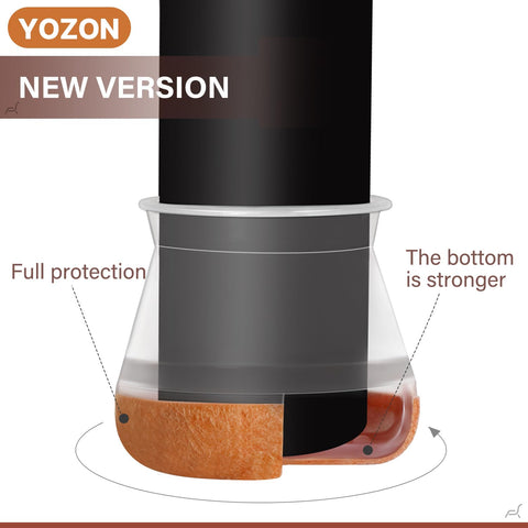 Chair Leg Floor Protectors For Hardwood Floors With Reinforced Cup Shaped Felt Pads And Silicone Caps 32 Pack Anti Scratch Noise Reduction For Angled Legs Fit Three Quarters To One And Three Sixteenths Inches close-up view