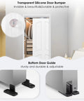 Pocket Door Hardware And Track Kit With 72 Inch Aluminum Box Rail For 24 To 36 Inch Wide Single Door Commercial Grade Rust Resistant Construction Smooth Operation With Nylon Rollers Easy To Install Heavy Duty Sliding System showing transparent silicone door bumper and bottom door guide in bedroom setting