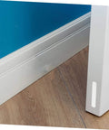 Installed 12 Pcs Door Slam Silencer Silicone Cabinet Door Bumpers Adhesive Closers Wall Protectors For Home Non Tool Quick Install And Silent Soft Cushions To Prevent Slams And Protect Walls on white door near blue wall