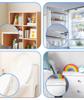 20 Piece Clear Silicone Cabinet Door Bumpers Set With Self Adhesive Strips For Doors Walls And Fridge Slam Stopper And Sound Dampening Buffer Pads Gentle Close Surface Protection Noiseless Door Cushions installed on furniture and fridge.