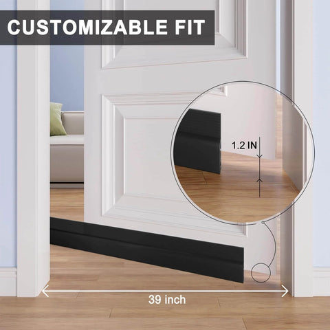 Door Draft Stopper For Bottom Of Door, Weather Stripping Seal To Block Drafts And Noise, 39 Inch Silicone Gap Filler installed