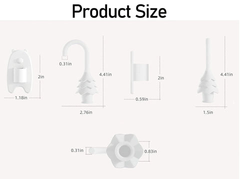Christmas Tree Hanging Silicone Door Pinch Guard And Anti Door Slam Stopper Set dimensions chart, 2-pack white