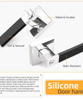 2 Pack No Hassle Modern Soft Black Silicone Door Handles With Privacy Bedroom Levers And Polished Chrome Knobs Heavy Duty Reversible Keyless Square Interior Locks For Easy Inside Access