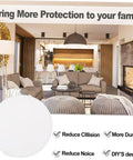 Soft silicone door mat set absorbs shocks and mutes door slams in a stylish living room with white cushion pads.