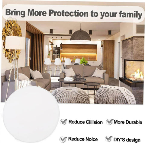 Soft silicone door mat set absorbs shocks and mutes door slams in a stylish living room with white cushion pads.