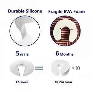 Comparison of door pinch guard silicone durability vs EVA foam for heavy doors with images and lifespan details