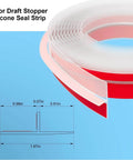 Image showing T-Shaped Door Draft Stopper, 1.97 in x 20 Ft Silicone Seal Strip for Windows Gaps with dimensions and clear material description.