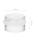 Front view of a transparent silicone wedge from Six Piece Door Silencer And Stopper Sliding Buffer Set For Noiseless Door Closing And Finger Safety Anti Collision Shield For Cabinets And Home Doors Compact Durable Door Wedge, dimensions shown.