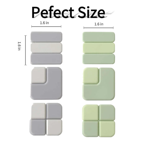 Door Stop Wall Protector Set Of 6 With 0.4 Inch Square Soft Rubber Bumpers Thickened Adhesive, shown in multiple colors and sizes.