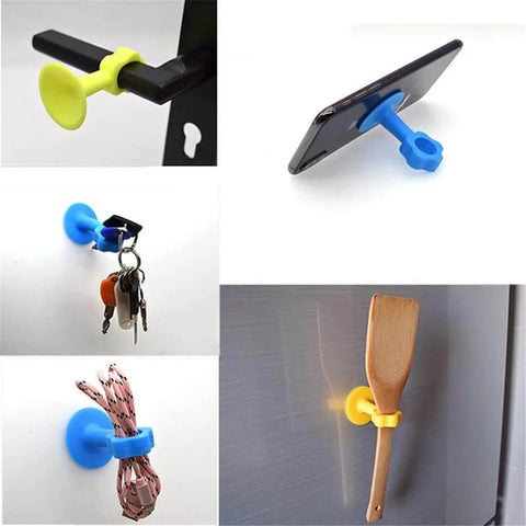 Silicone Door Stopper Bumper Pad And Wall Protector For Soft Closing Doors And Cabinets Reduces Noise And Impact Protects Walls Provides Gentle Cushioning And Easy Mounting With Suction Cup For Tile Surfaces And Handy Phone Holder